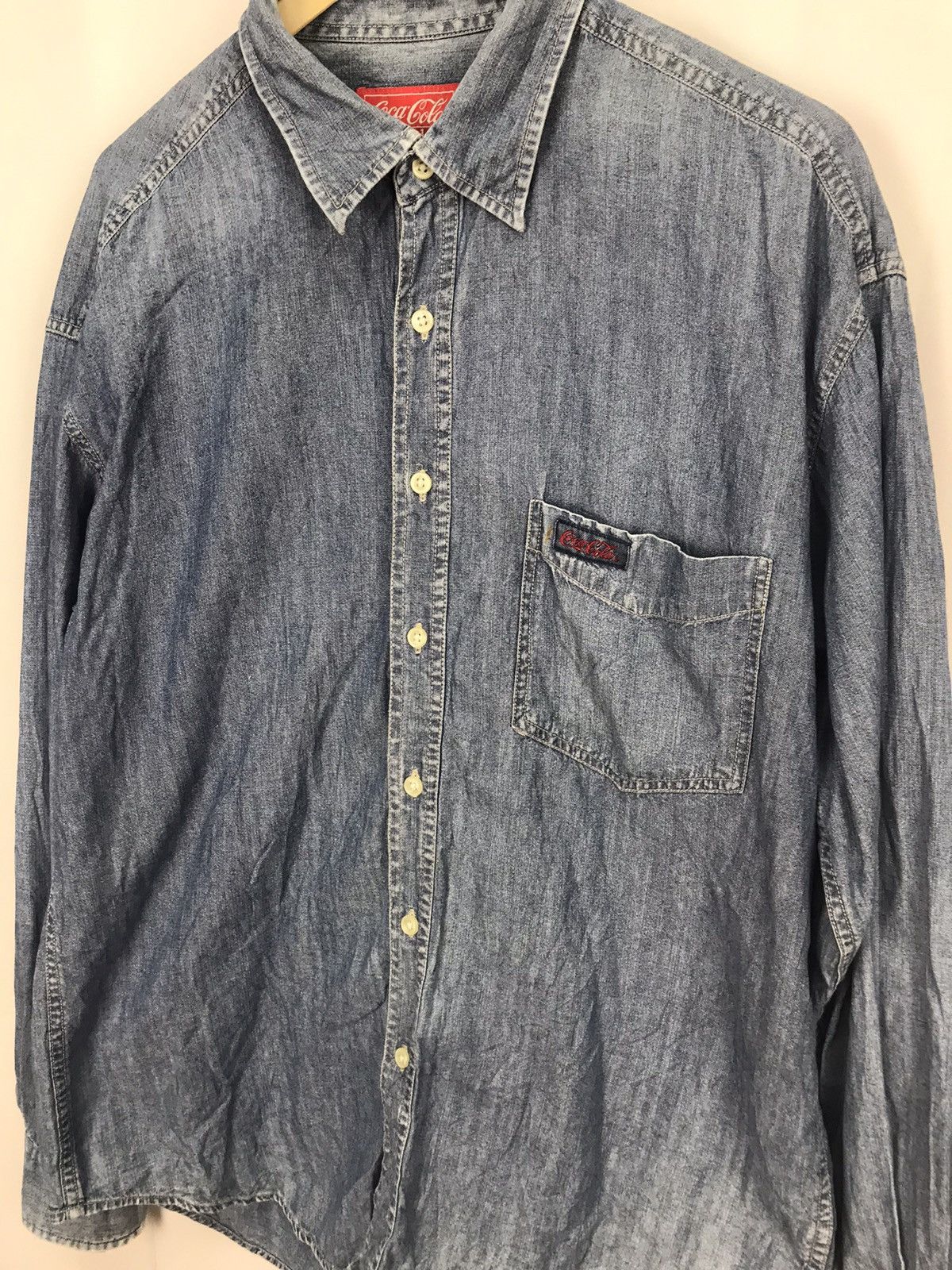 Coca Cola × Flannel × Vintage Coca-Cola distressed denim single pocket button up shirt Size US M / EU 48-50 / 2 - 3 Thumbnail