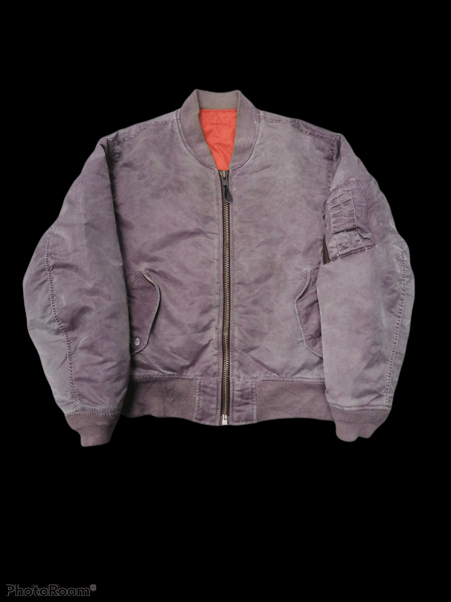 image of Distressed Faded Maroon Trashed Uniqlo Bomber Jackets, Men's (Size Medium)