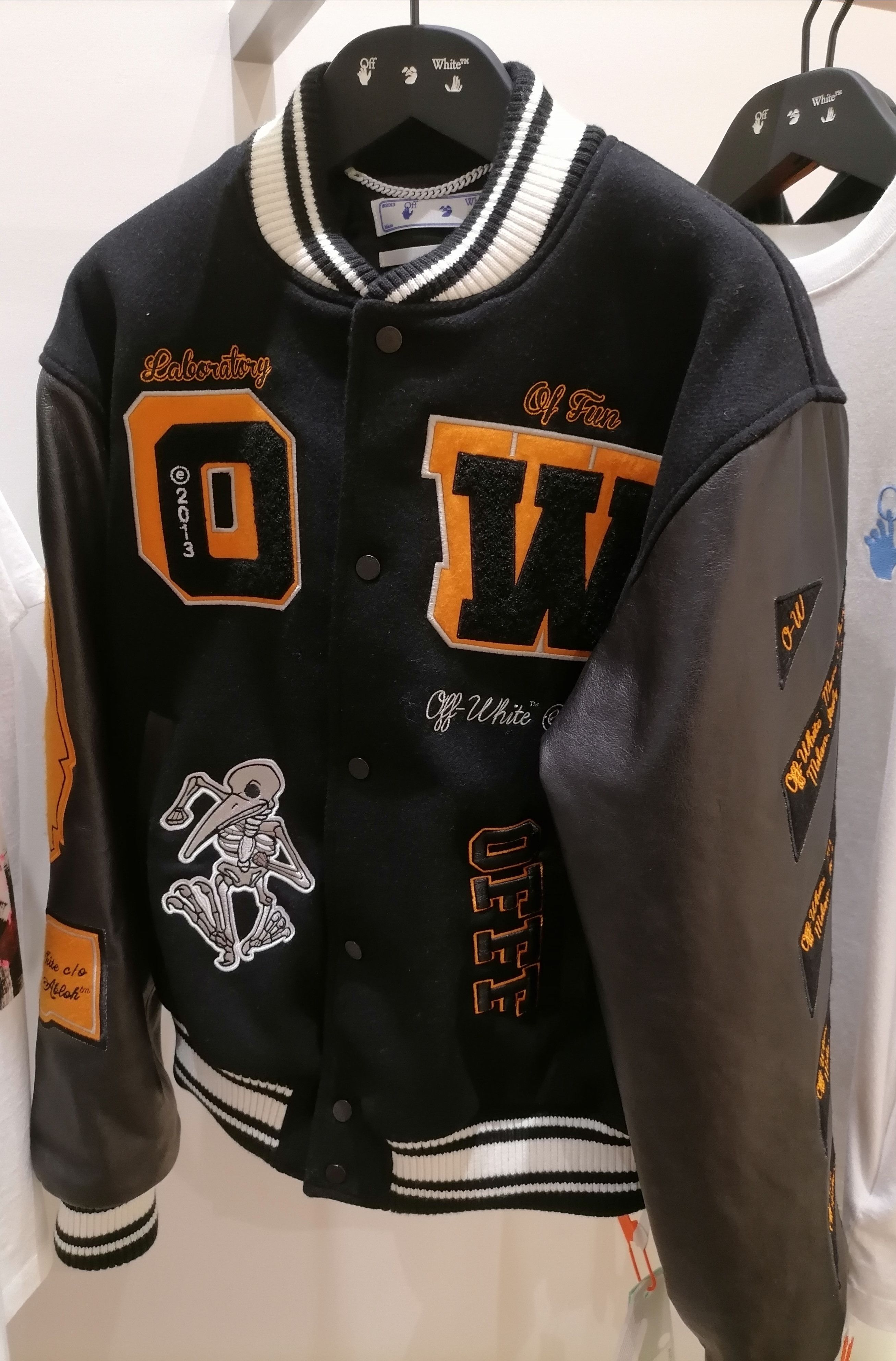 Off-White RARE OFF-WHITE LEATHER VARSITY JACKET Size US L / EU 52-54 / 3 - 6 Thumbnail
