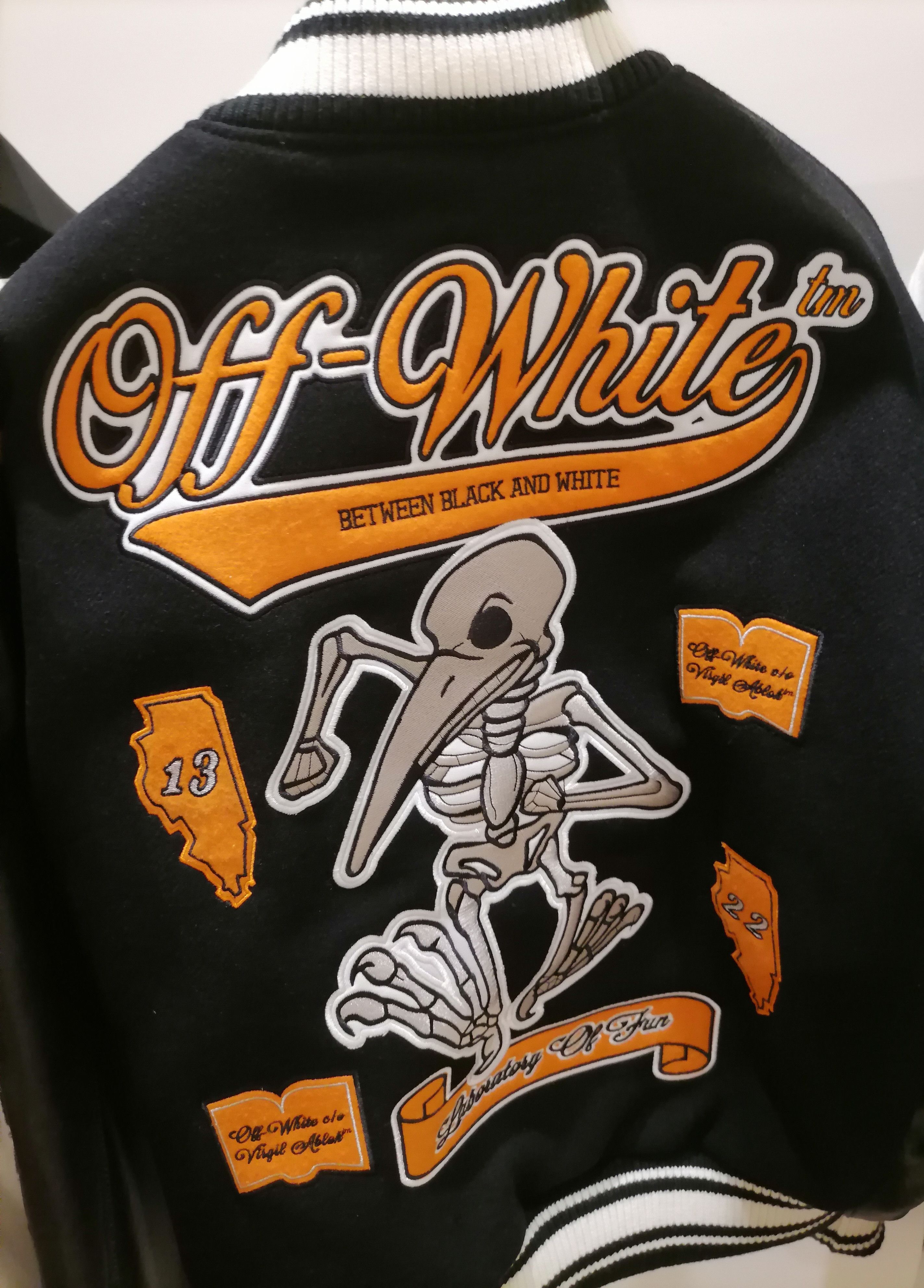 Off-White RARE OFF-WHITE LEATHER VARSITY JACKET Size US L / EU 52-54 / 3 - 8 Thumbnail