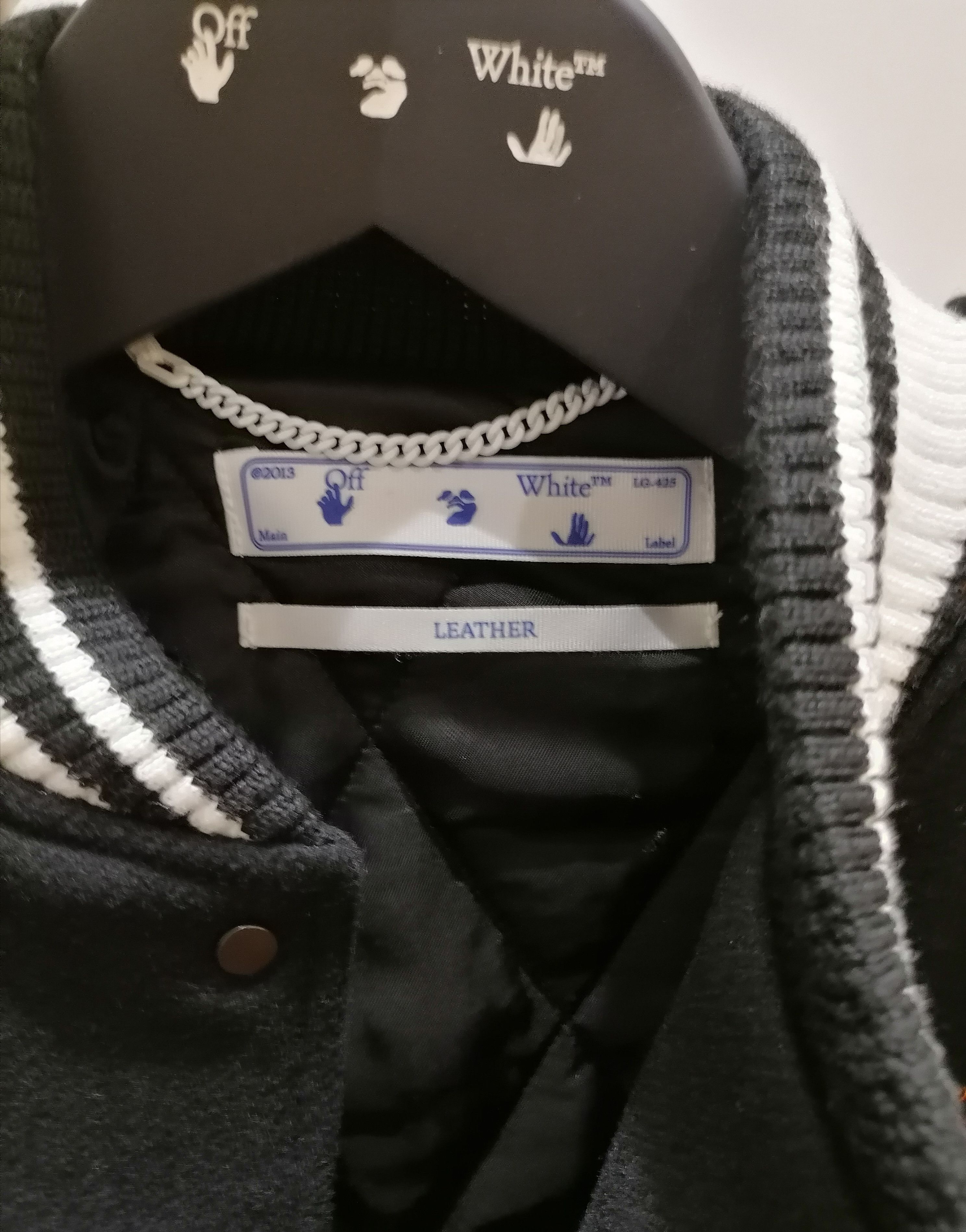 Off-White RARE OFF-WHITE LEATHER VARSITY JACKET Size US L / EU 52-54 / 3 - 9 Thumbnail