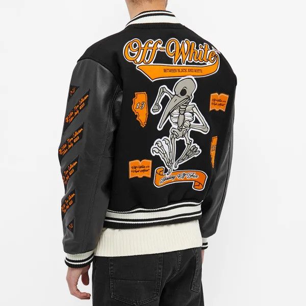 Off-White RARE OFF-WHITE LEATHER VARSITY JACKET Size US L / EU 52-54 / 3 - 4 Thumbnail