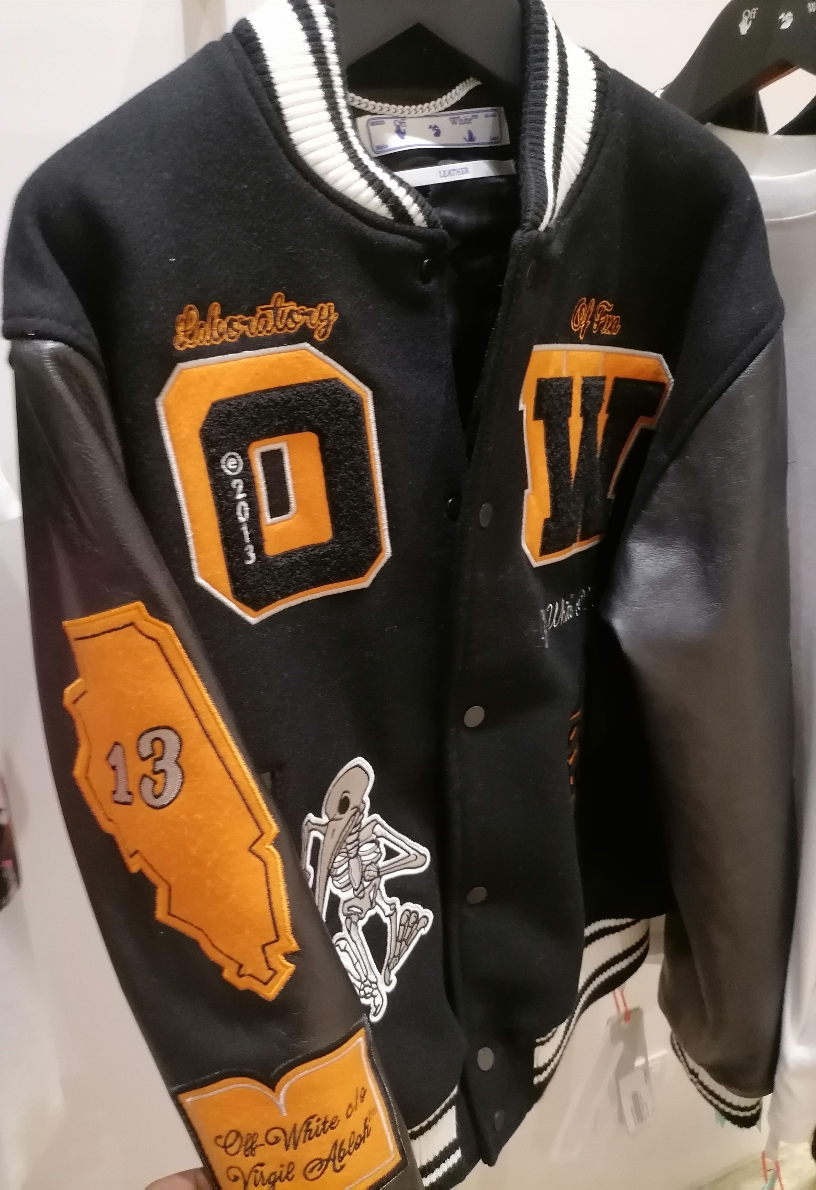Off-White RARE OFF-WHITE LEATHER VARSITY JACKET Size US L / EU 52-54 / 3 - 5 Thumbnail