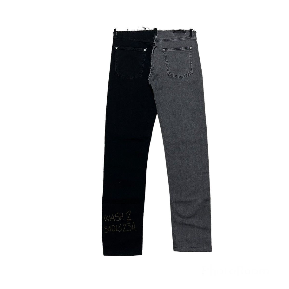 Maison Margiela New Maison Margiela Two Tone Denim Slim Fit Jeans Size 33 Size US 33 - 2 Thumbnail