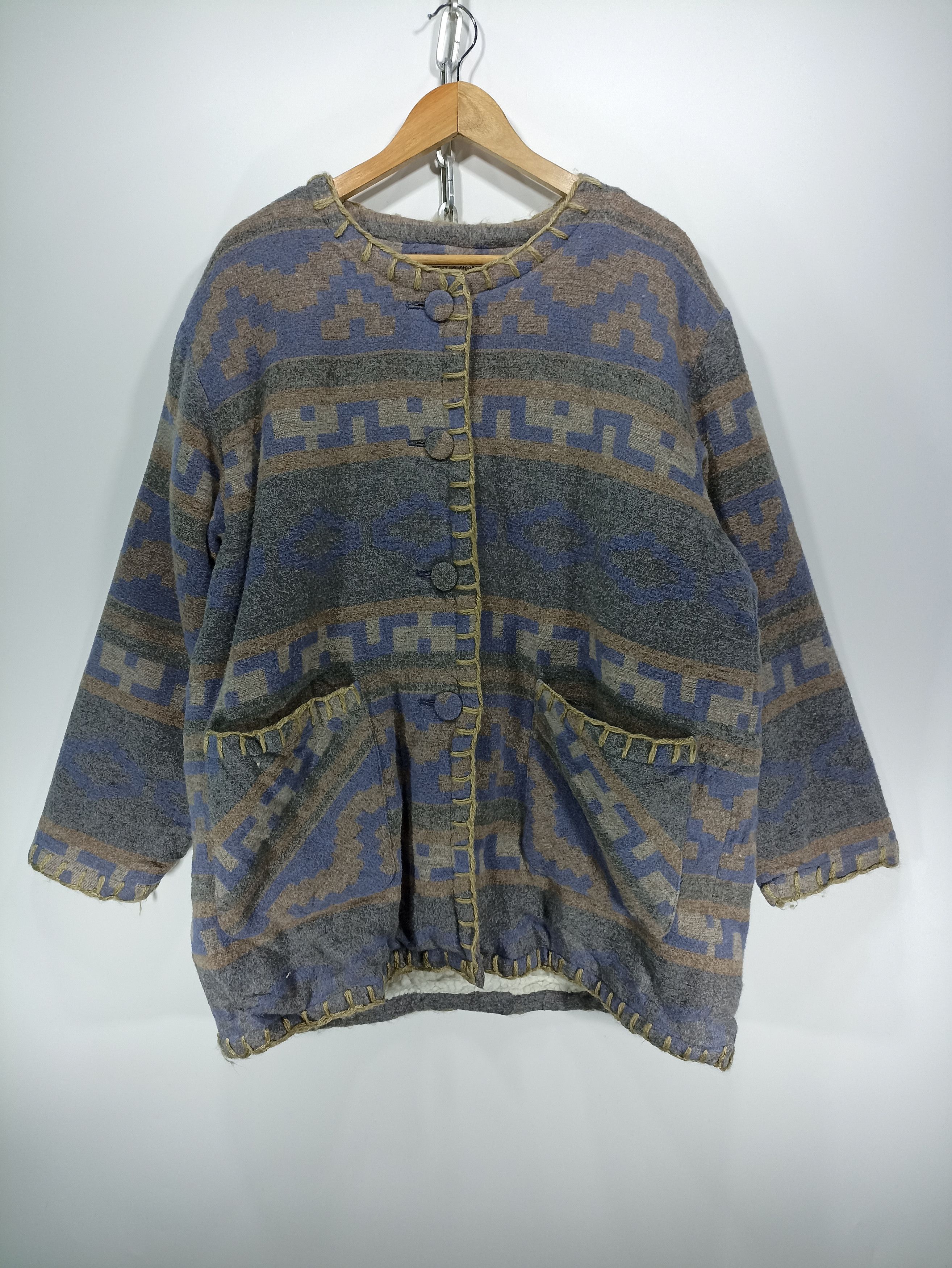 image of K Stazione Native Sherpa Lining Jacket in Grey Mix, Men's (Size Medium)