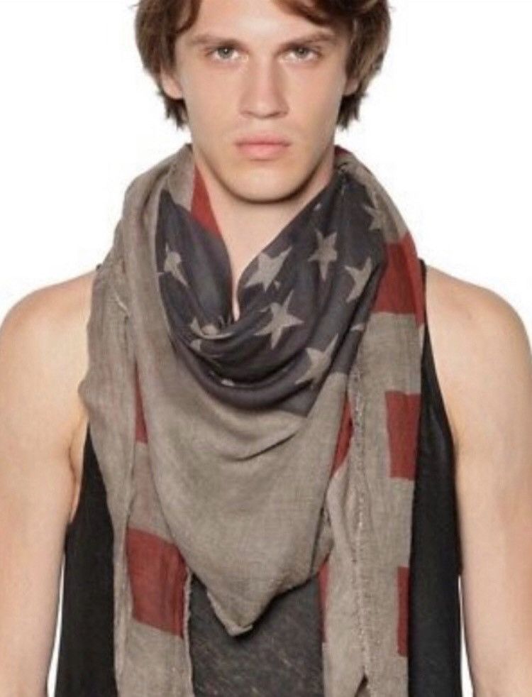 John Varvatos American flag scarf. Brown red. Size ONE SIZE - 3 Thumbnail