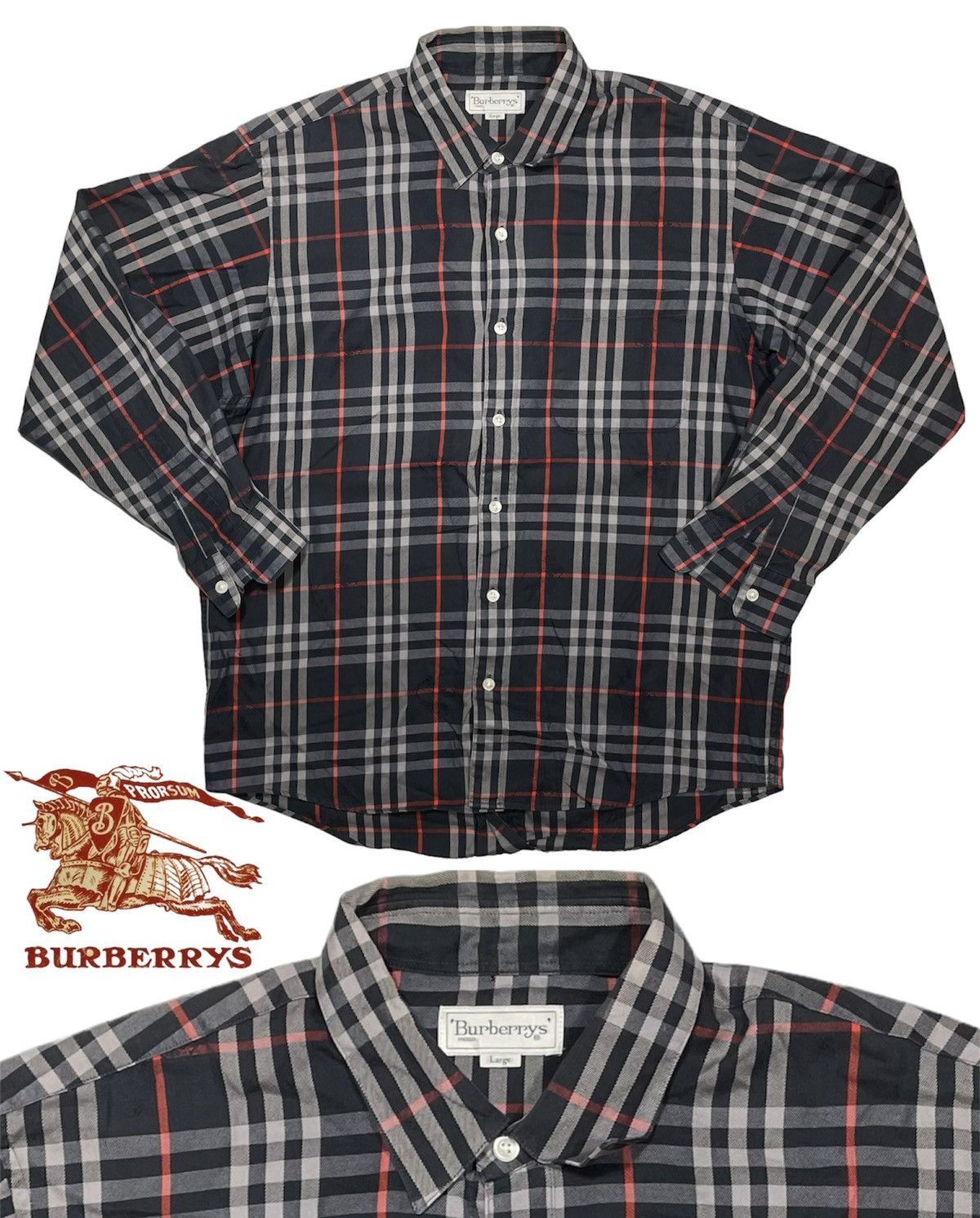 Burberry × Burberry Prorsum × Vintage Vintage Burberrys Shirt Nova check Plaid tartan mirroring Size US L / EU 52-54 / 3 - 1 Thumbnail