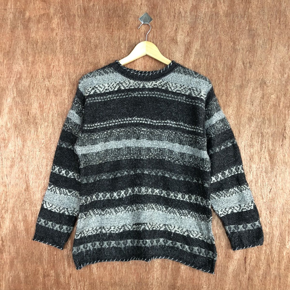 Vintage DL Vino Rouge stripe shaggy Grey Knitwear #c723 Size US M / EU 48-50 / 2 - 3 Thumbnail