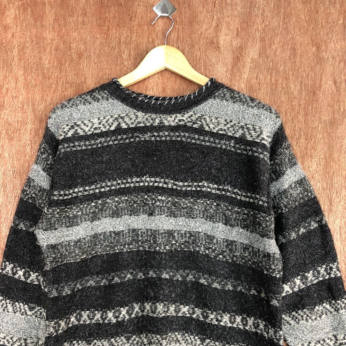 Vintage DL Vino Rouge stripe shaggy Grey Knitwear #c723 Size US M / EU 48-50 / 2 - 2 Thumbnail