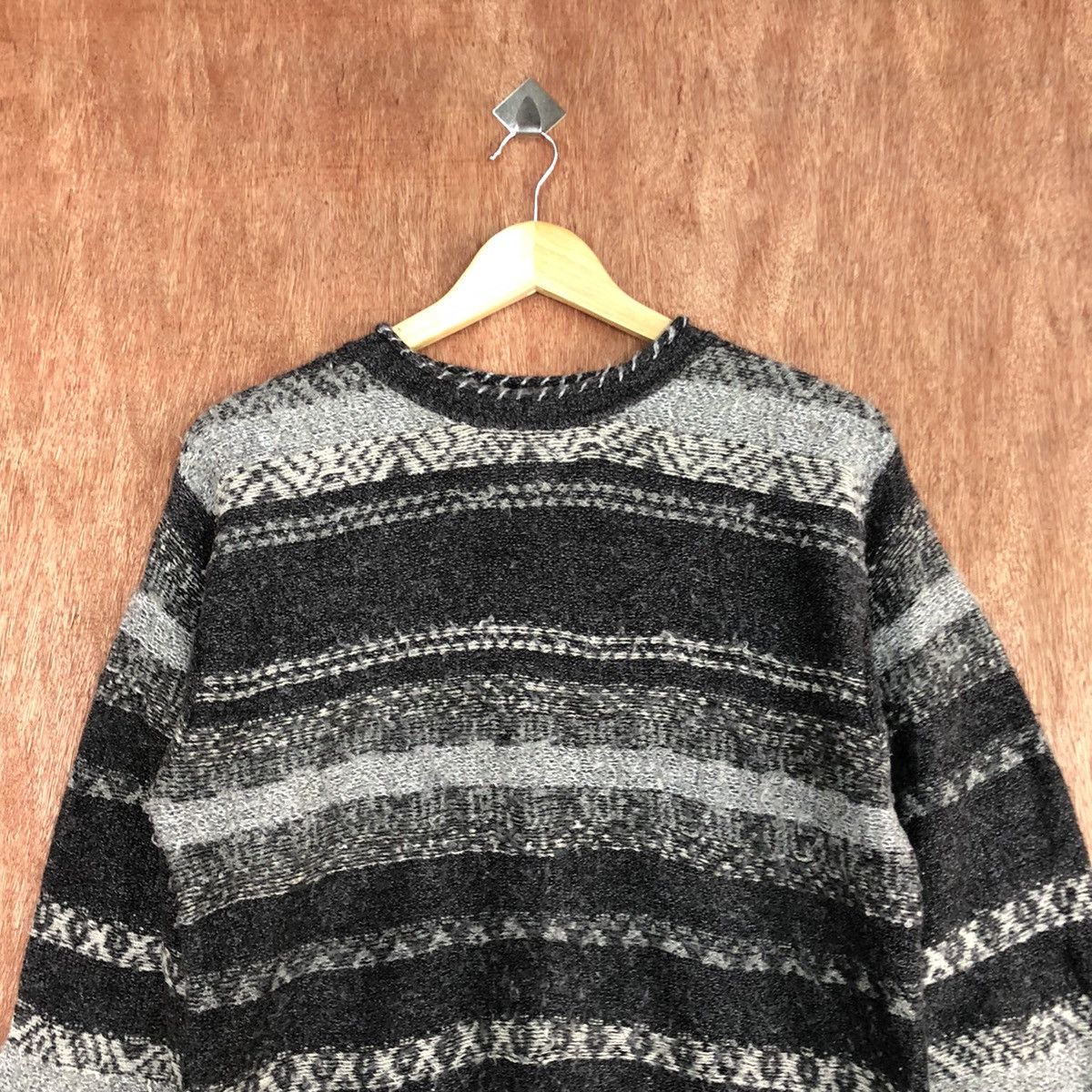 Vintage DL Vino Rouge stripe shaggy Grey Knitwear #c723 Size US M / EU 48-50 / 2 - 9 Thumbnail