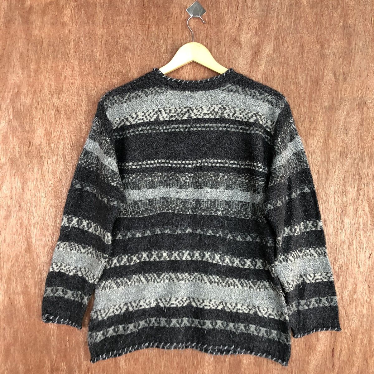 Vintage DL Vino Rouge stripe shaggy Grey Knitwear #c723 Size US M / EU 48-50 / 2 - 13 Thumbnail