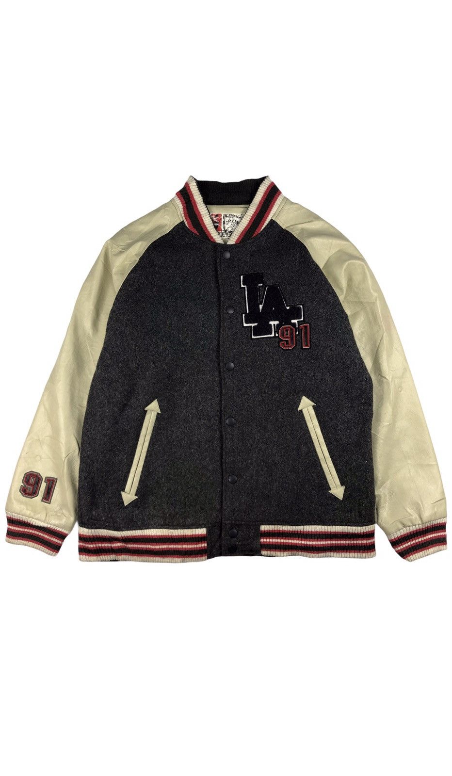 Vintage CONART LA Graphicly design gear wool leather jacket