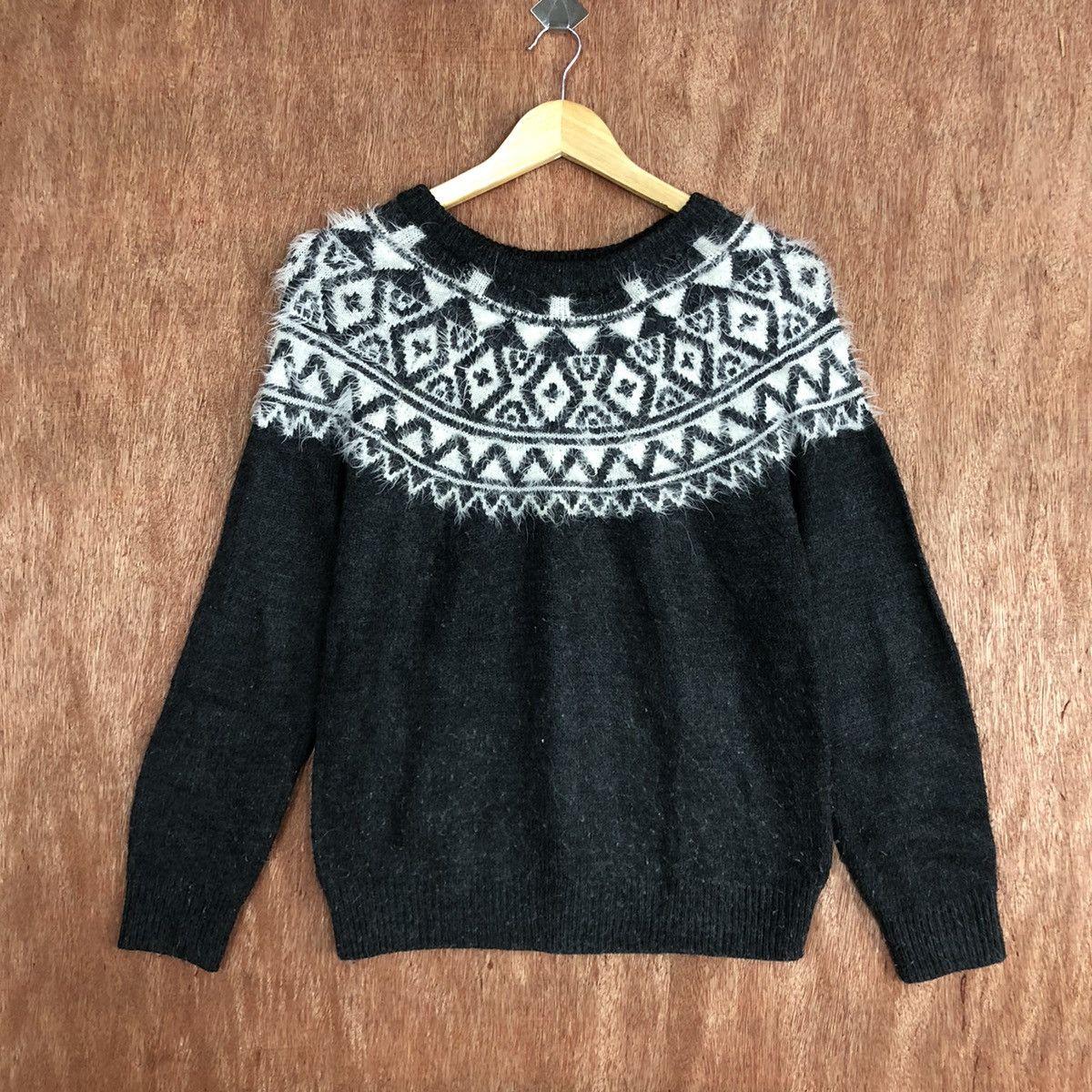 Homespun Knitwear DL Antiqulothes Grey Navajo mohair shaggy Knitwear #c750 Size US S / EU 44-46 / 1 - 1 Thumbnail
