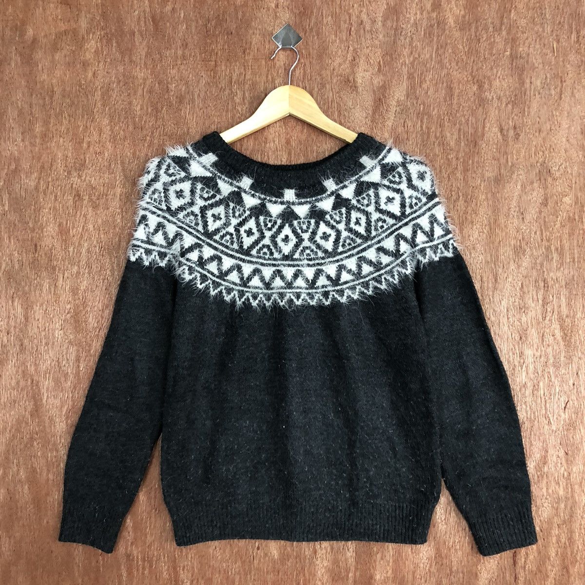 Homespun Knitwear DL Antiqulothes Grey Navajo mohair shaggy Knitwear #c750 Size US S / EU 44-46 / 1 - 3 Thumbnail