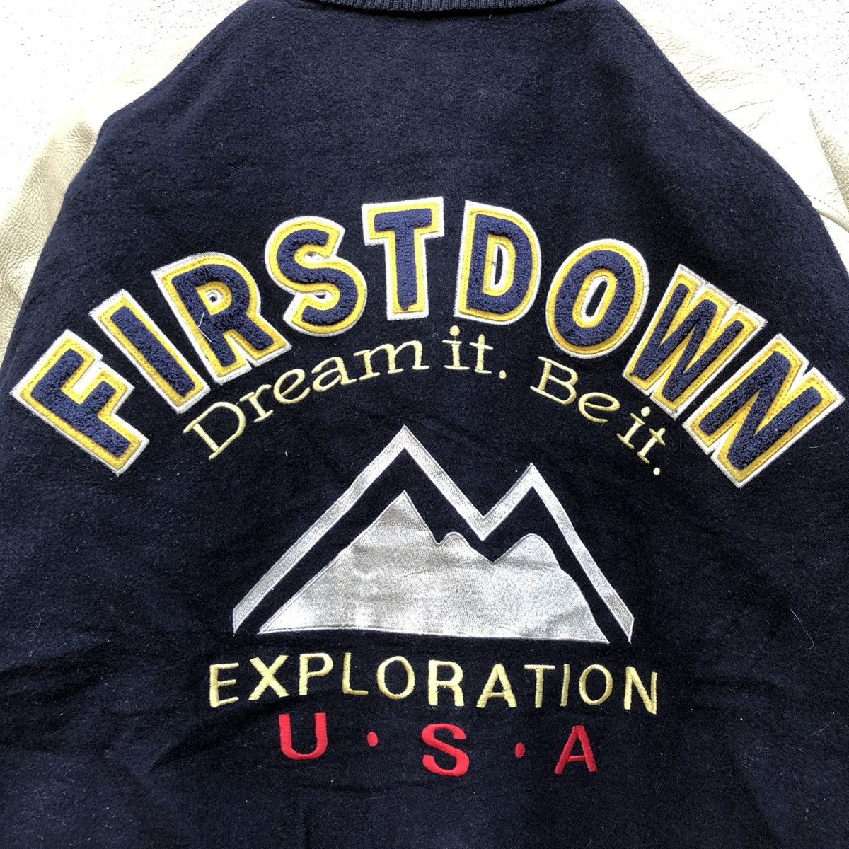 Vintage ‼️OUTDOOR BRAND FIRST DOWN BIG SPELLOUT Varsity Jacket Size US L / EU 52-54 / 3 - 2 Thumbnail