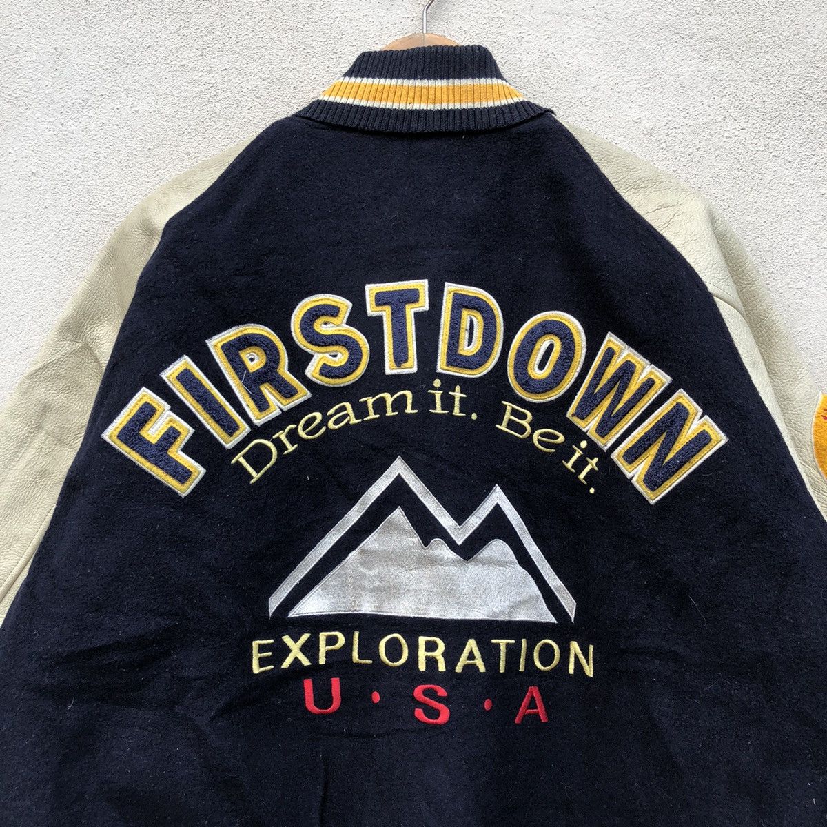 Vintage ‼️OUTDOOR BRAND FIRST DOWN BIG SPELLOUT Varsity Jacket Size US L / EU 52-54 / 3 - 3 Thumbnail