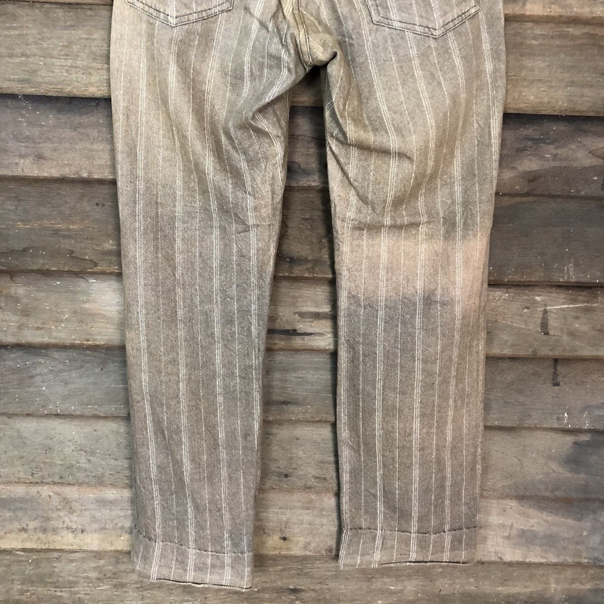 Japanese Brand DL Bee Bell faded Brown stripe Straight Pants #c975 Size US 30 / EU 46 - 8 Thumbnail