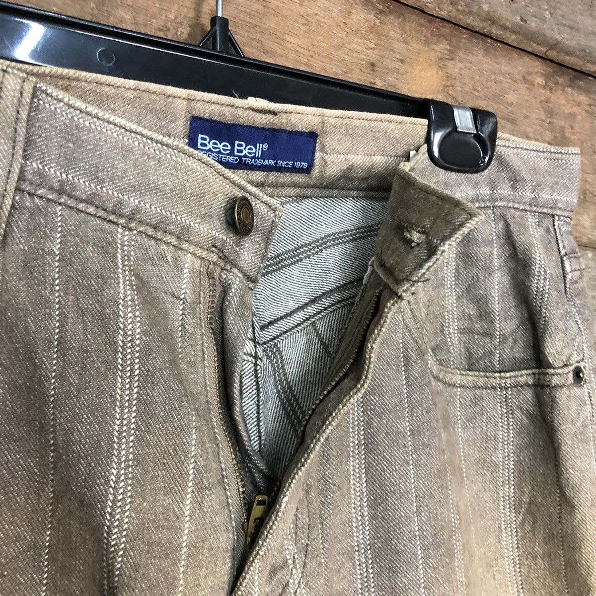 Japanese Brand DL Bee Bell faded Brown stripe Straight Pants #c975 Size US 30 / EU 46 - 5 Thumbnail
