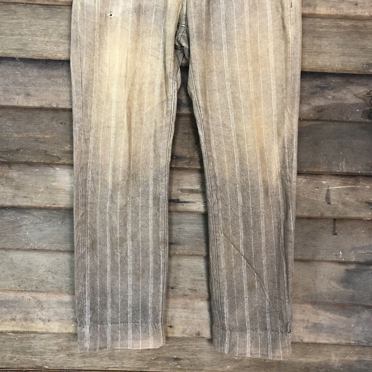 Japanese Brand DL Bee Bell faded Brown stripe Straight Pants #c975 Size US 30 / EU 46 - 3 Thumbnail