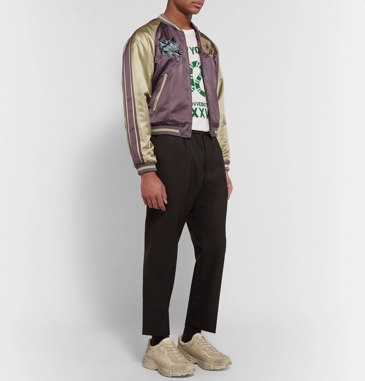 Gucci Gucci - Lone Wolf Embroidered Bomber Jacket Size US S / EU 44-46 / 1 - 17 Thumbnail
