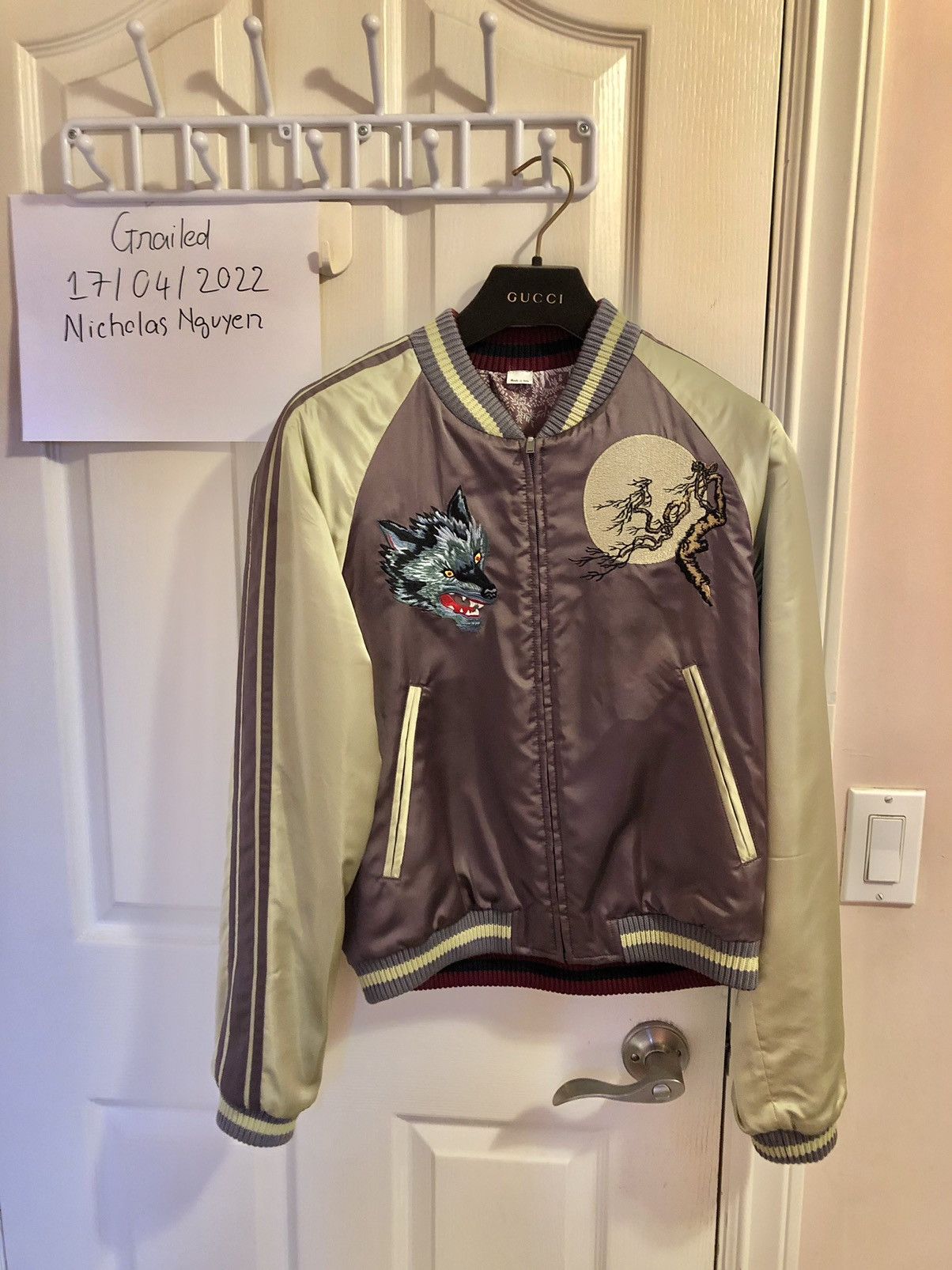 Gucci Gucci - Lone Wolf Embroidered Bomber Jacket Size US S / EU 44-46 / 1 - 2 Thumbnail