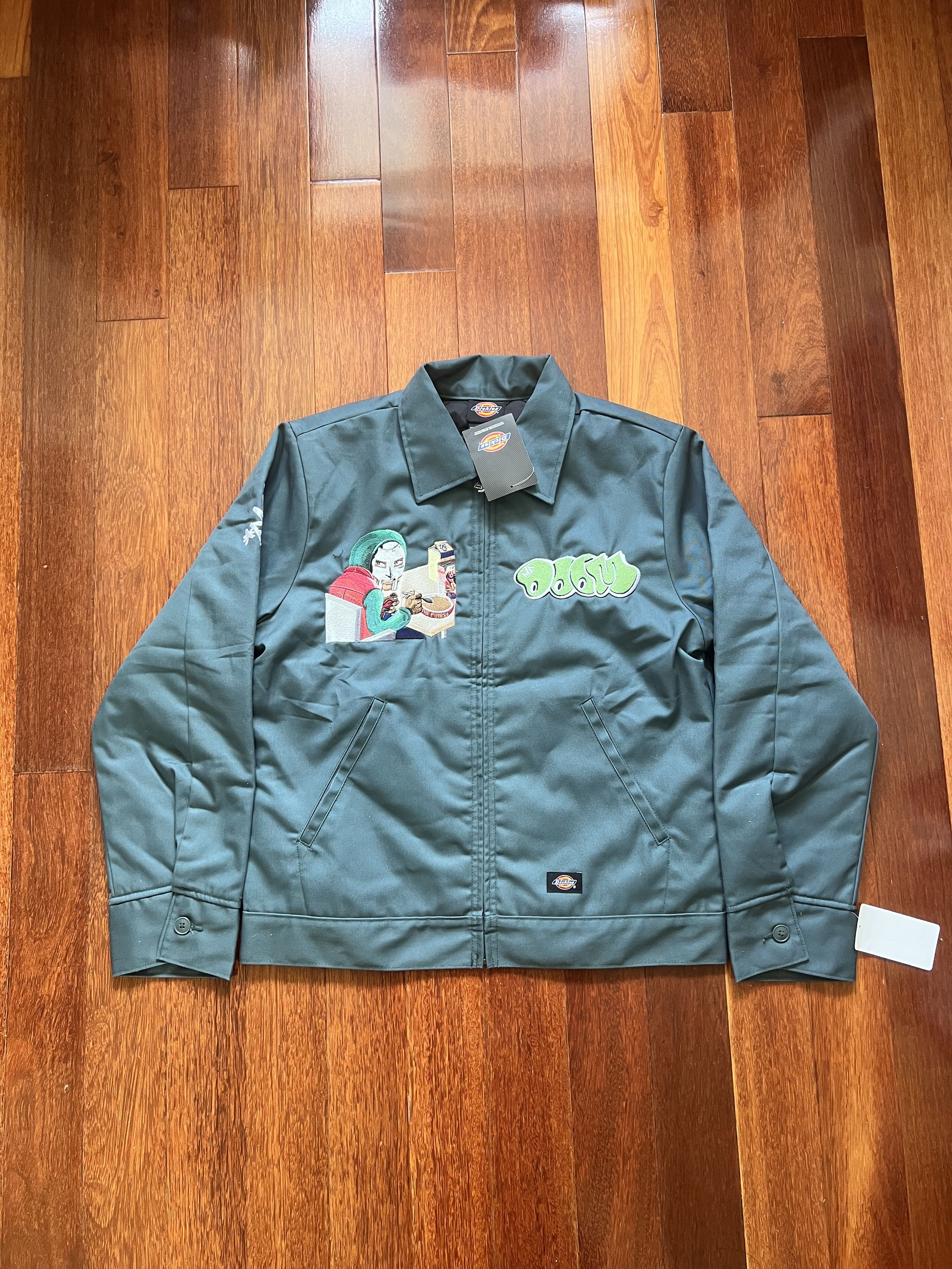 Dickies 💚 MF DOOM Embroidered Mm.. Food Green Workwear Jacket Size US XL / EU 56 / 4 - 4 Thumbnail