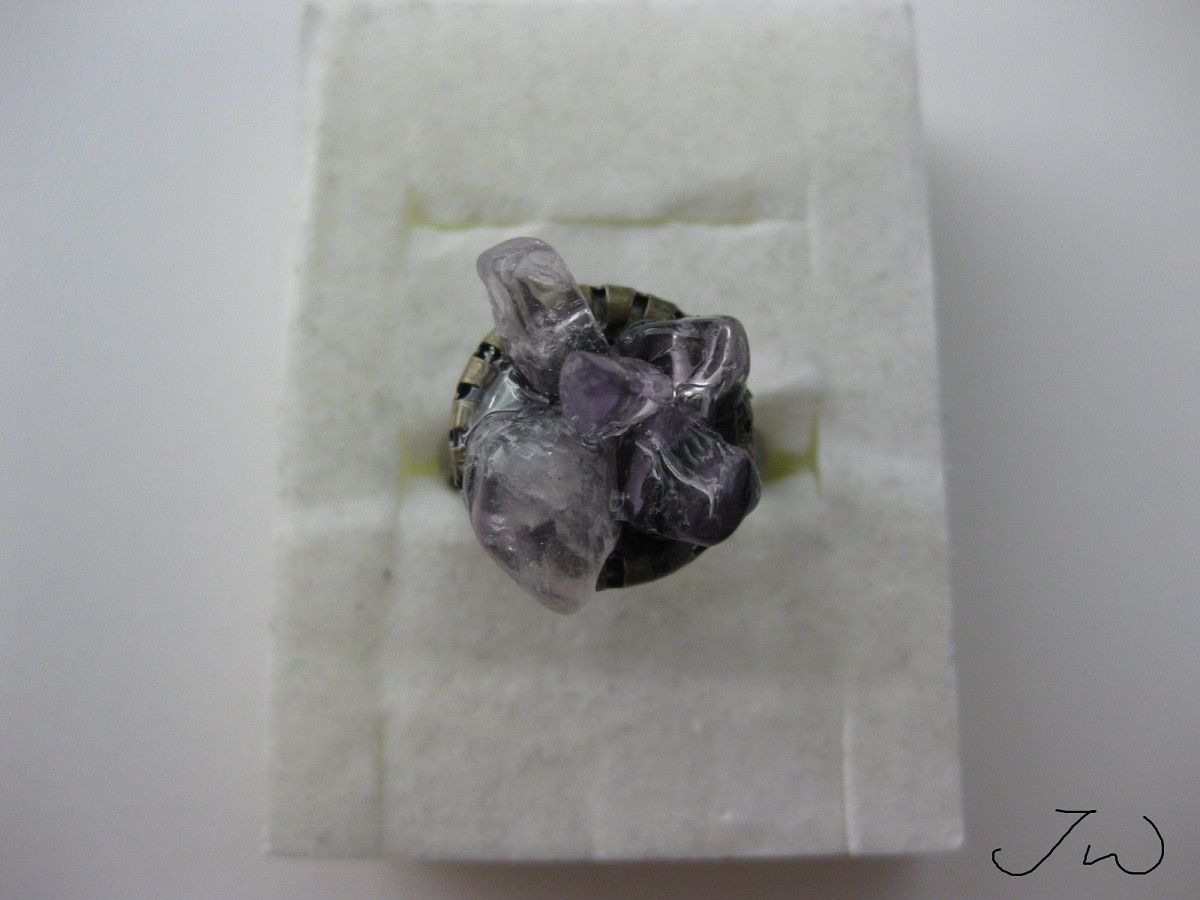 Handmade × Jewelry Purple Amethyst Crystal Chips Bronze ring Size ONE SIZE - 1 Thumbnail