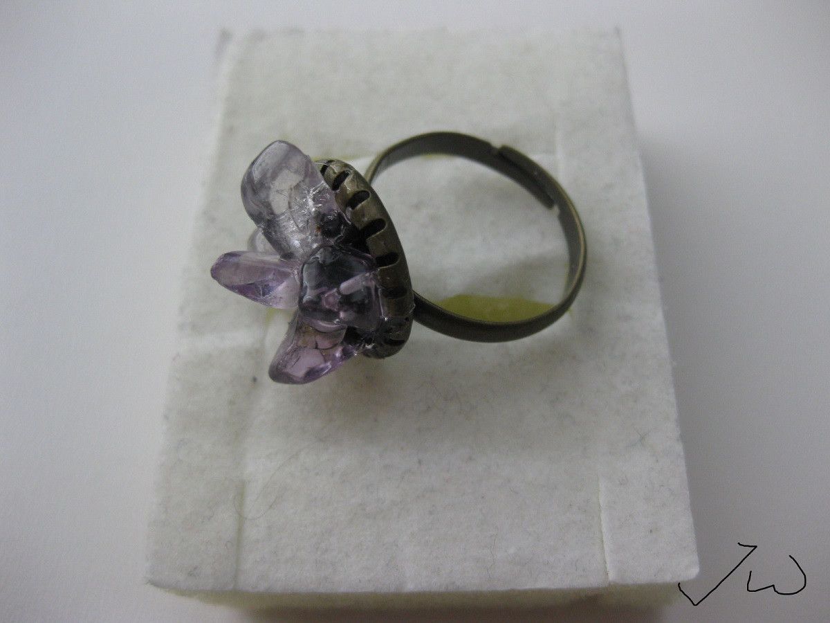 Handmade × Jewelry Purple Amethyst Crystal Chips Bronze ring Size ONE SIZE - 2 Thumbnail