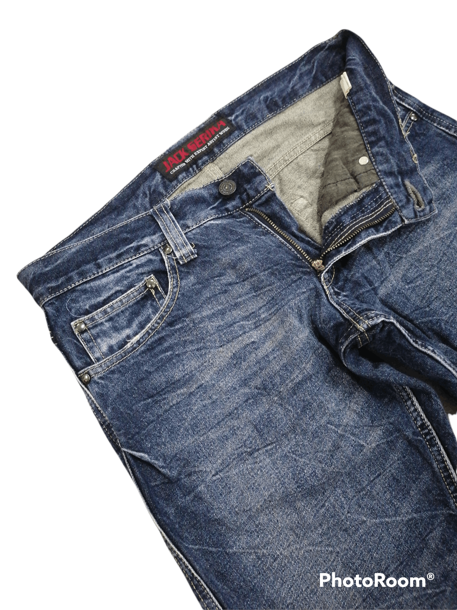 Japanese Brand × Vintage Flare Jeans Jack Serika Angel Whisker Denim Pants Size US 31 - 6 Thumbnail