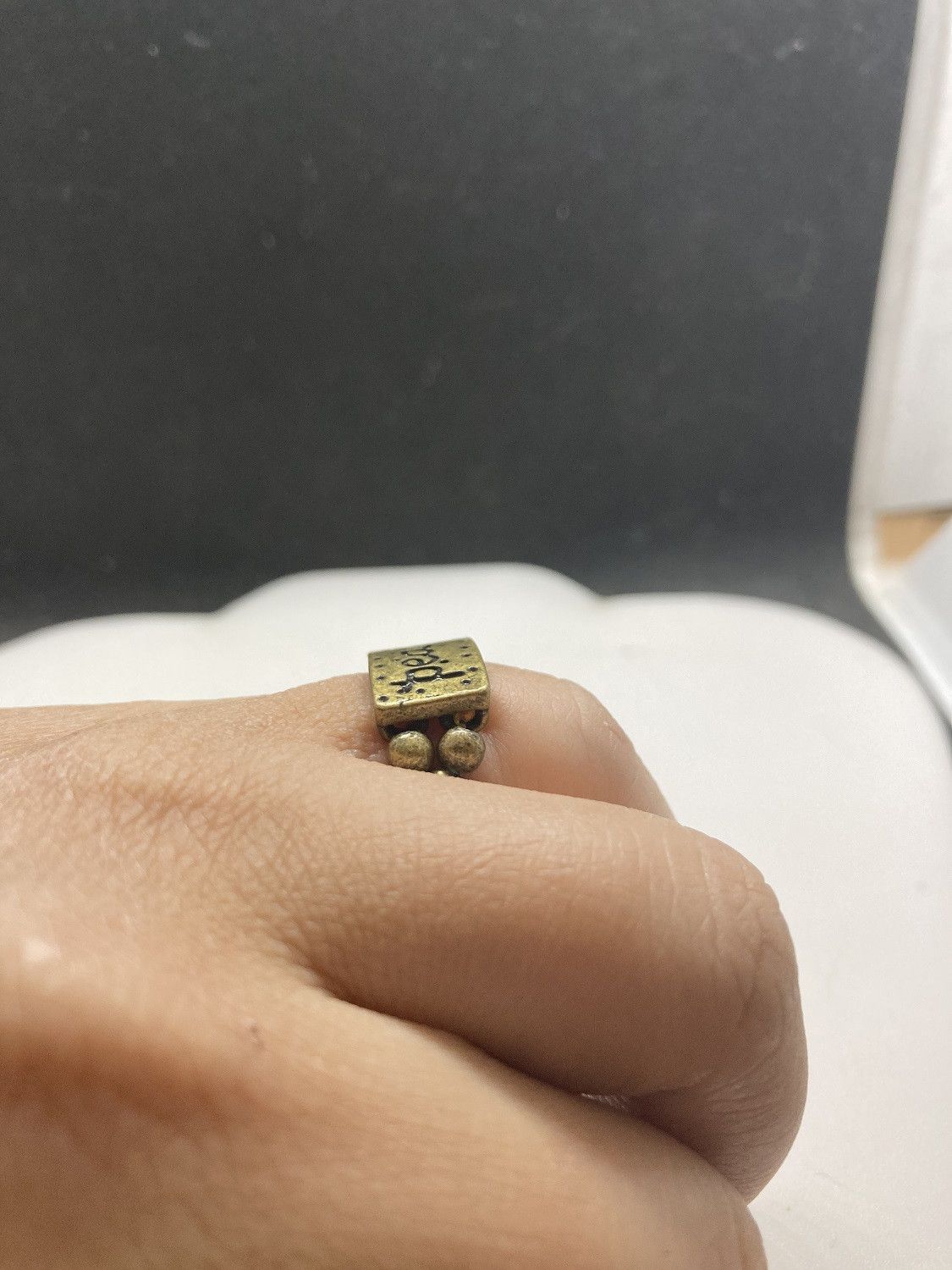 Handmade Peace tag bronze beads ring - size 5.5 Size ONE SIZE - 4 Thumbnail
