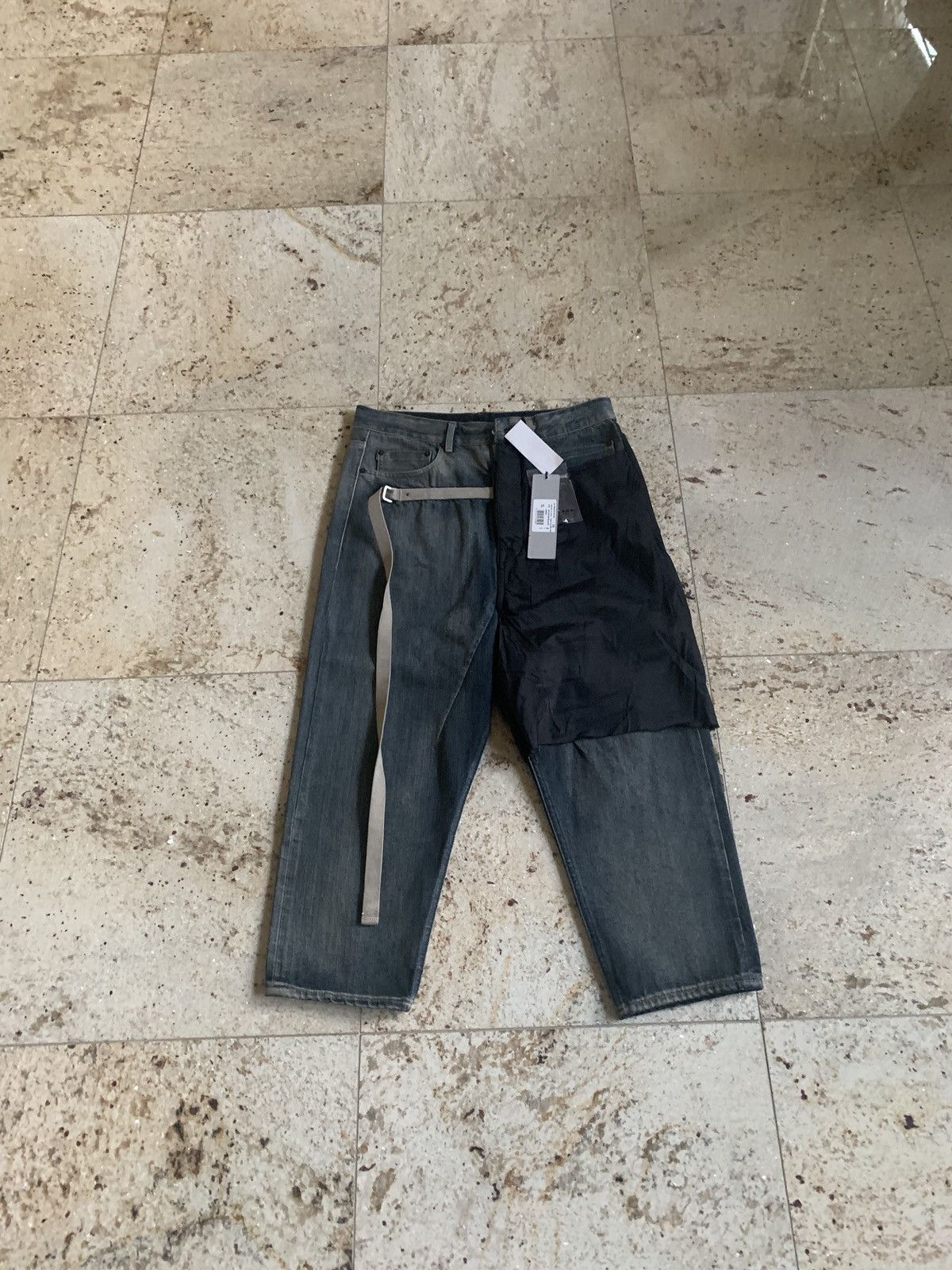 Rick Owens Drkshdw Combo Collapse Cut Denim in Hustler / Black Size US 30 / EU 46 - 2 Thumbnail
