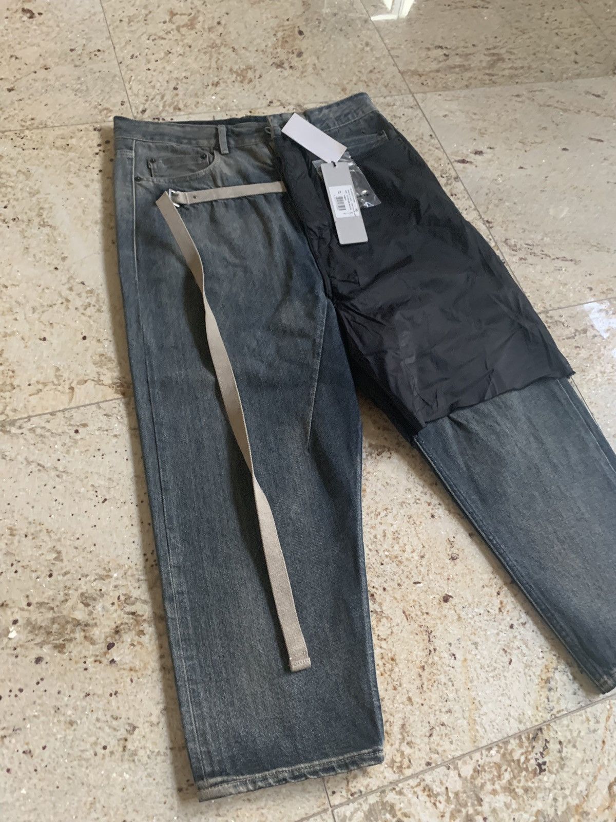 Rick Owens Drkshdw Combo Collapse Cut Denim in Hustler / Black Size US 30 / EU 46 - 6 Thumbnail