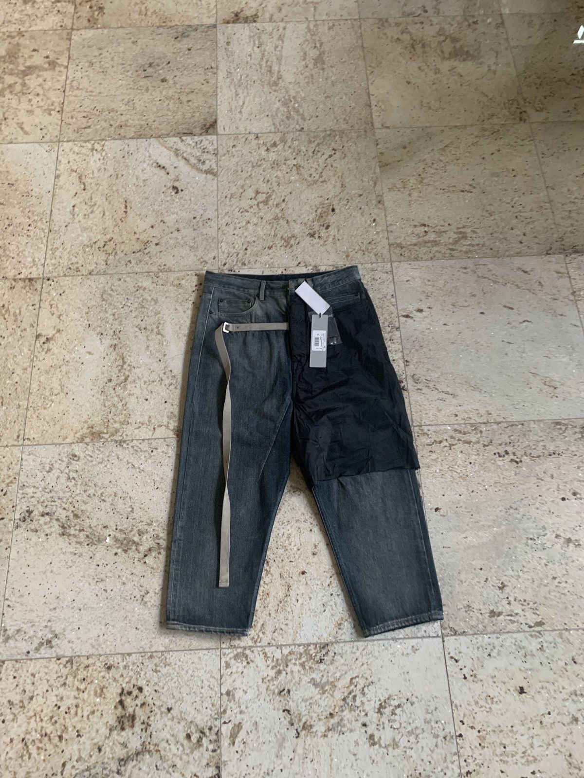 image of Rick Owens Drkshdw Combo Collapse Cut Denim In Hustler / Black in Hustler Black, Men's (Size 30)