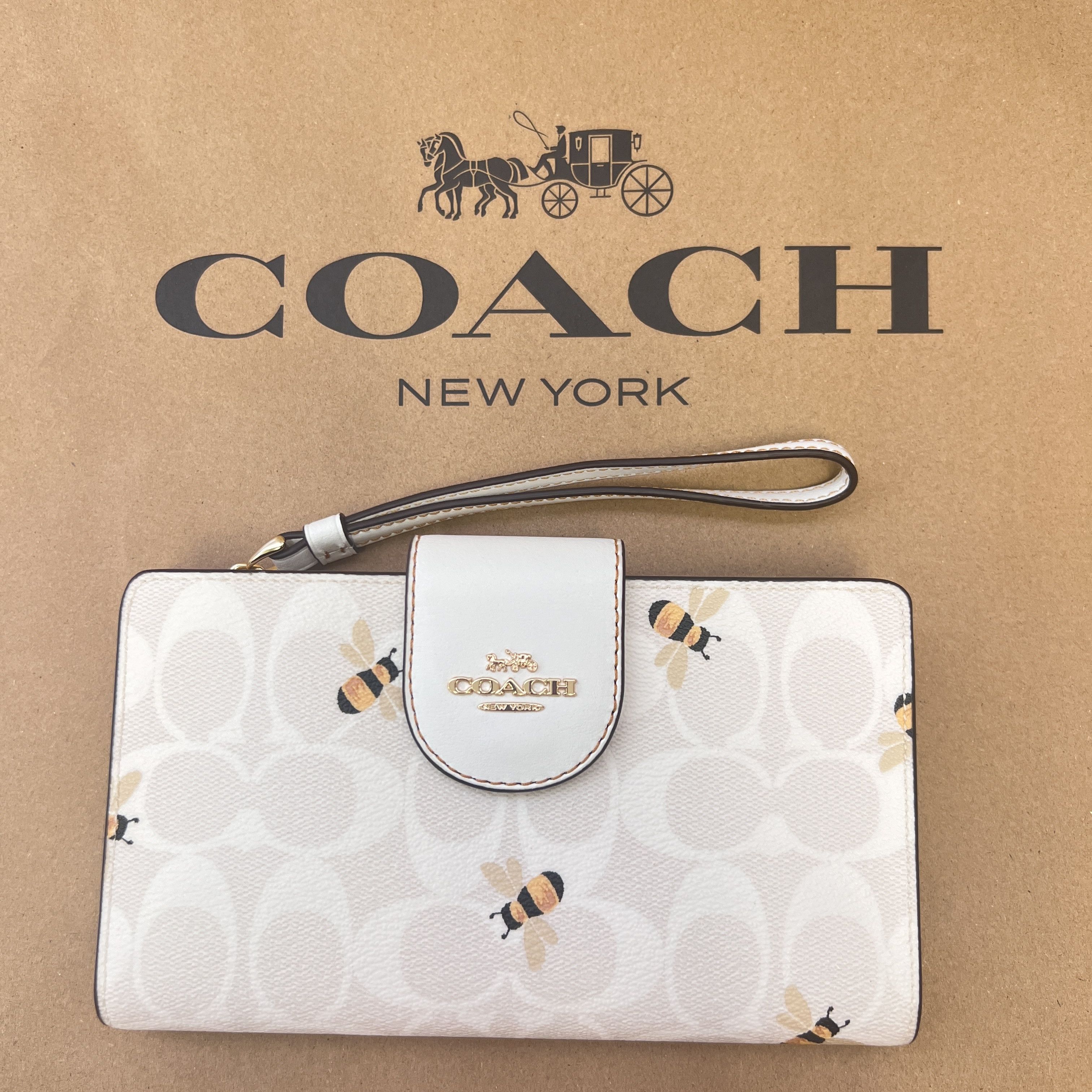 Coach Tech Wallet in Signature Canvas with Bee Print