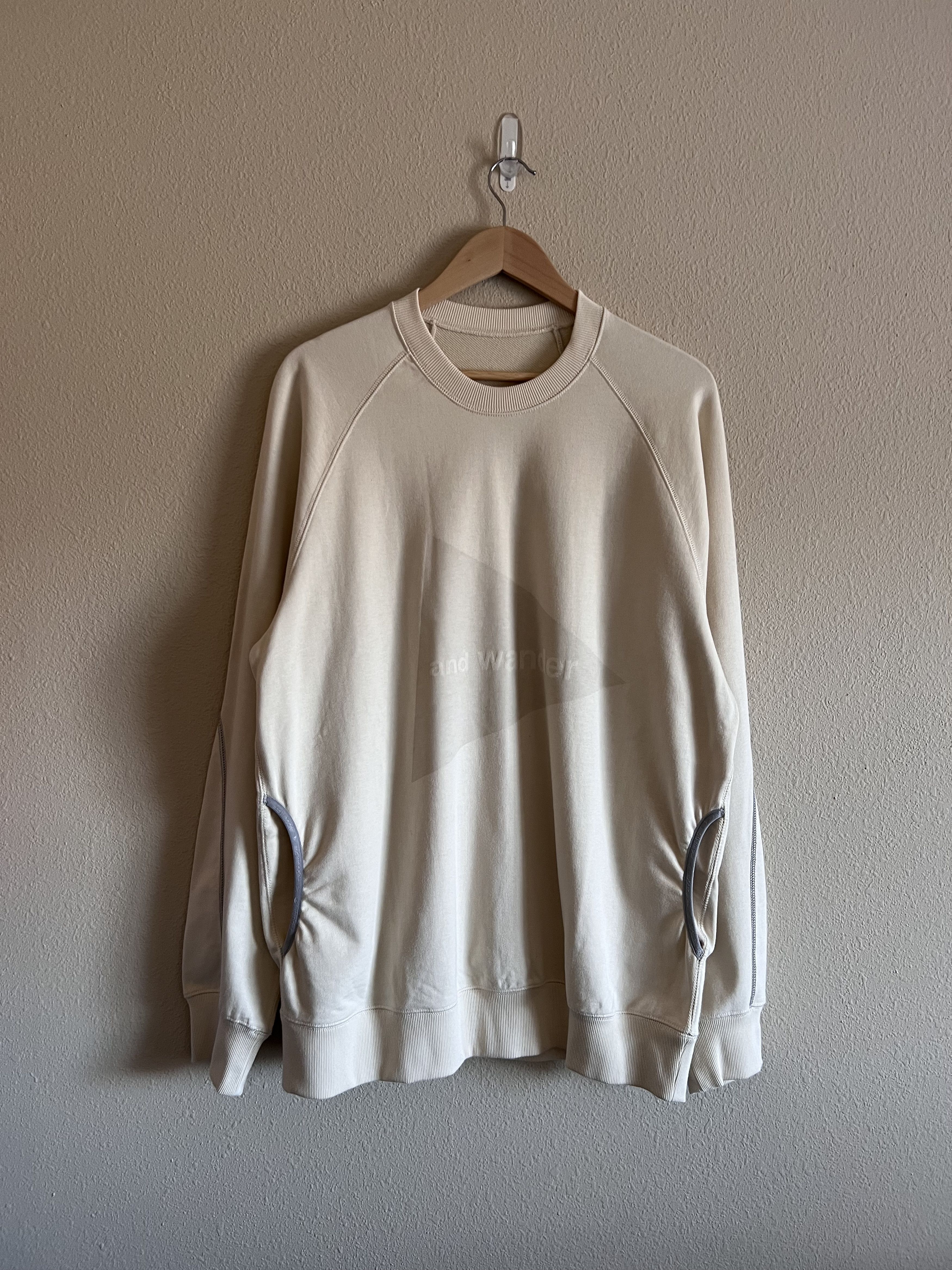 and Wander Logo Crewneck Sweatshirt in Off White
