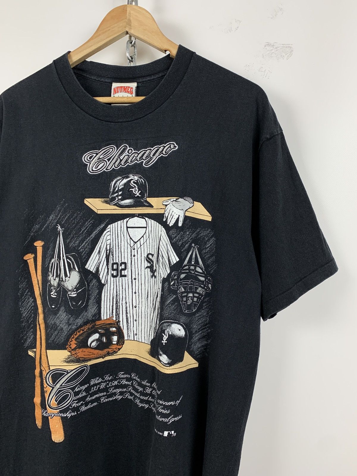 MLB 1991 Vintage Chicago White Sox MLB Nutmeg Single Stitch Tee Size US XL / EU 56 / 4 - 3 Thumbnail