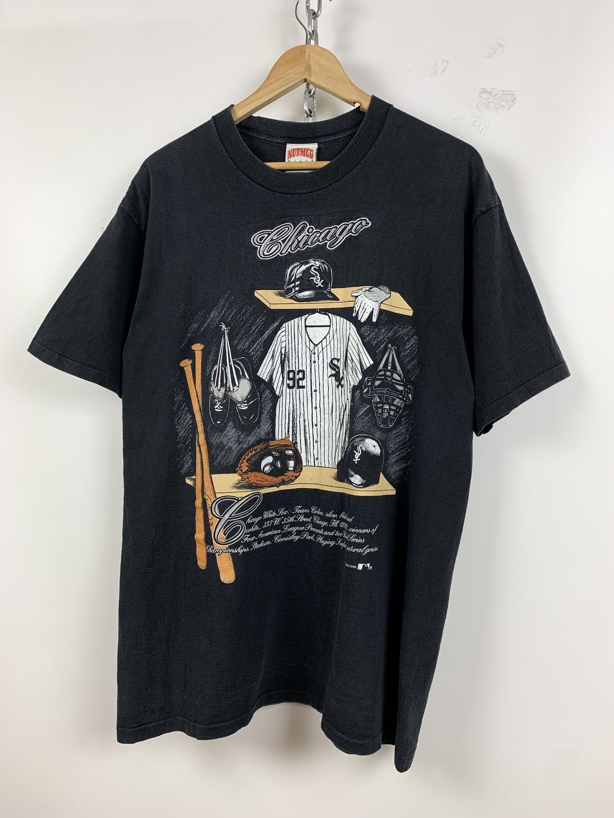 MLB 1991 Vintage Chicago White Sox MLB Nutmeg Single Stitch Tee Size US XL / EU 56 / 4 - 10 Thumbnail