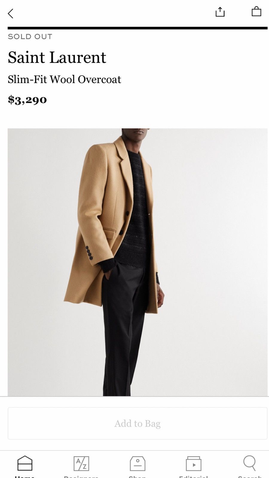 Saint Laurent Paris Saint Laurent slim fit overcoat. 52/42. $3290 Size US L / EU 52-54 / 3 - 1 Thumbnail