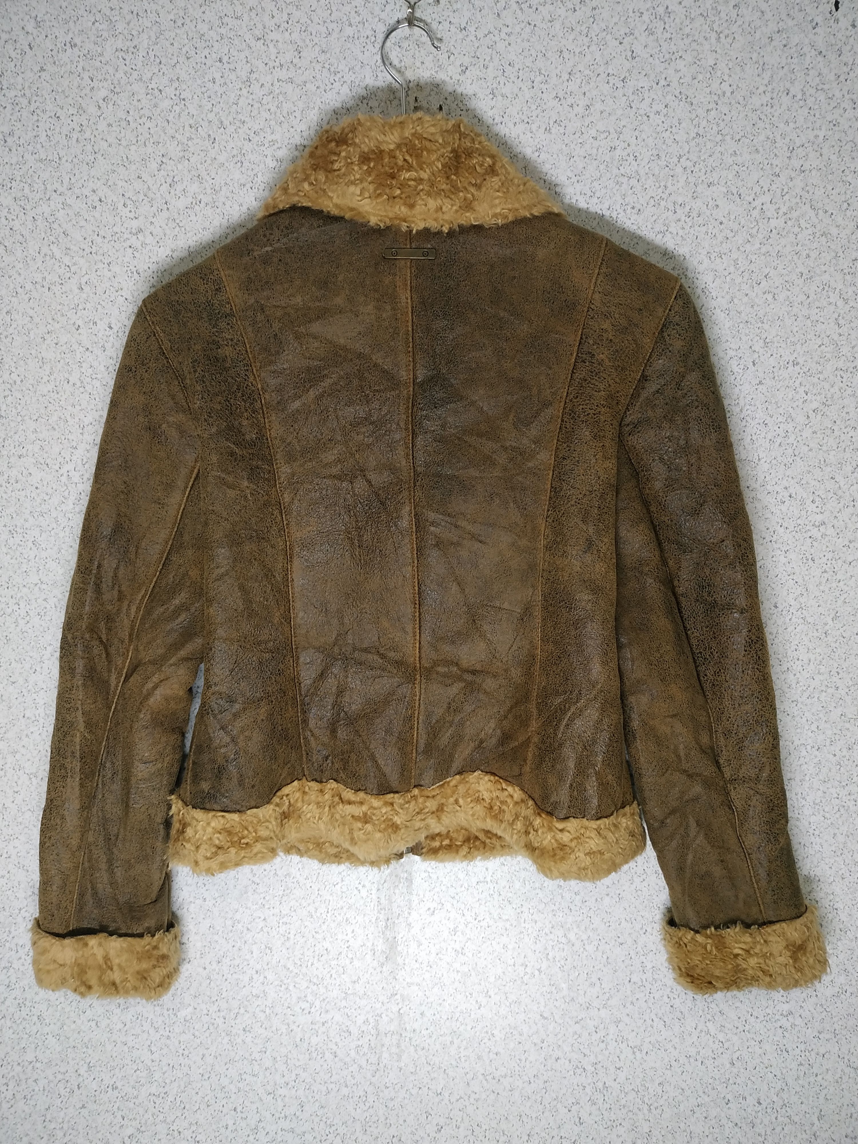 Genuine Leather Guess Zip Up Sherpa Leather Jacket Size M / US 6-8 / IT 42-44 - 3 Thumbnail