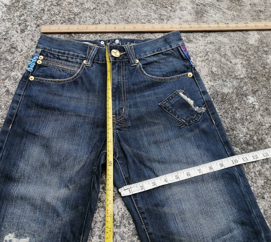 Japanese Brand Osaka Big Train Embroidered Distressed Denim Jeans Size US 29 - 4 Thumbnail