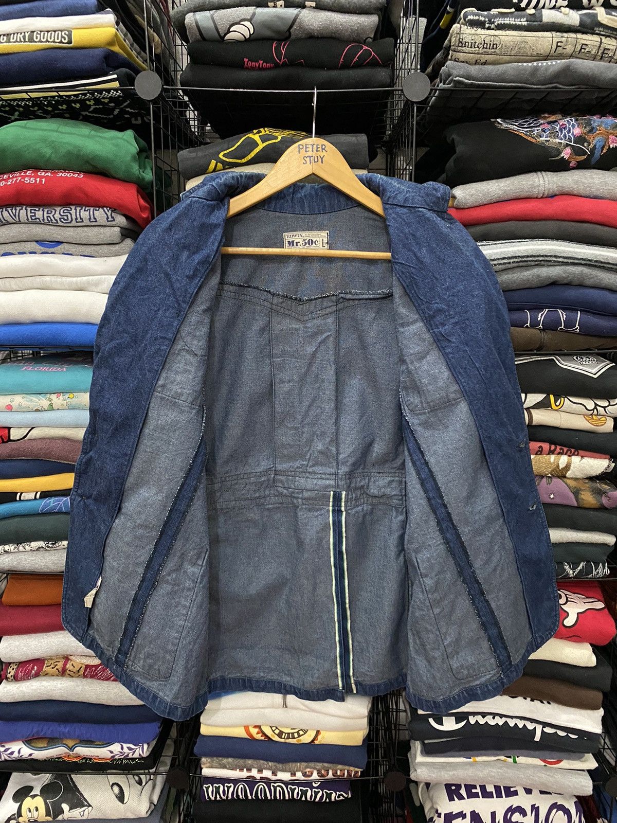 Edwin × Vintage 🔥VINTAGE 90’s EDWIN MR.50 DENIM JACKET Size US L / EU 52-54 / 3 - 6 Thumbnail