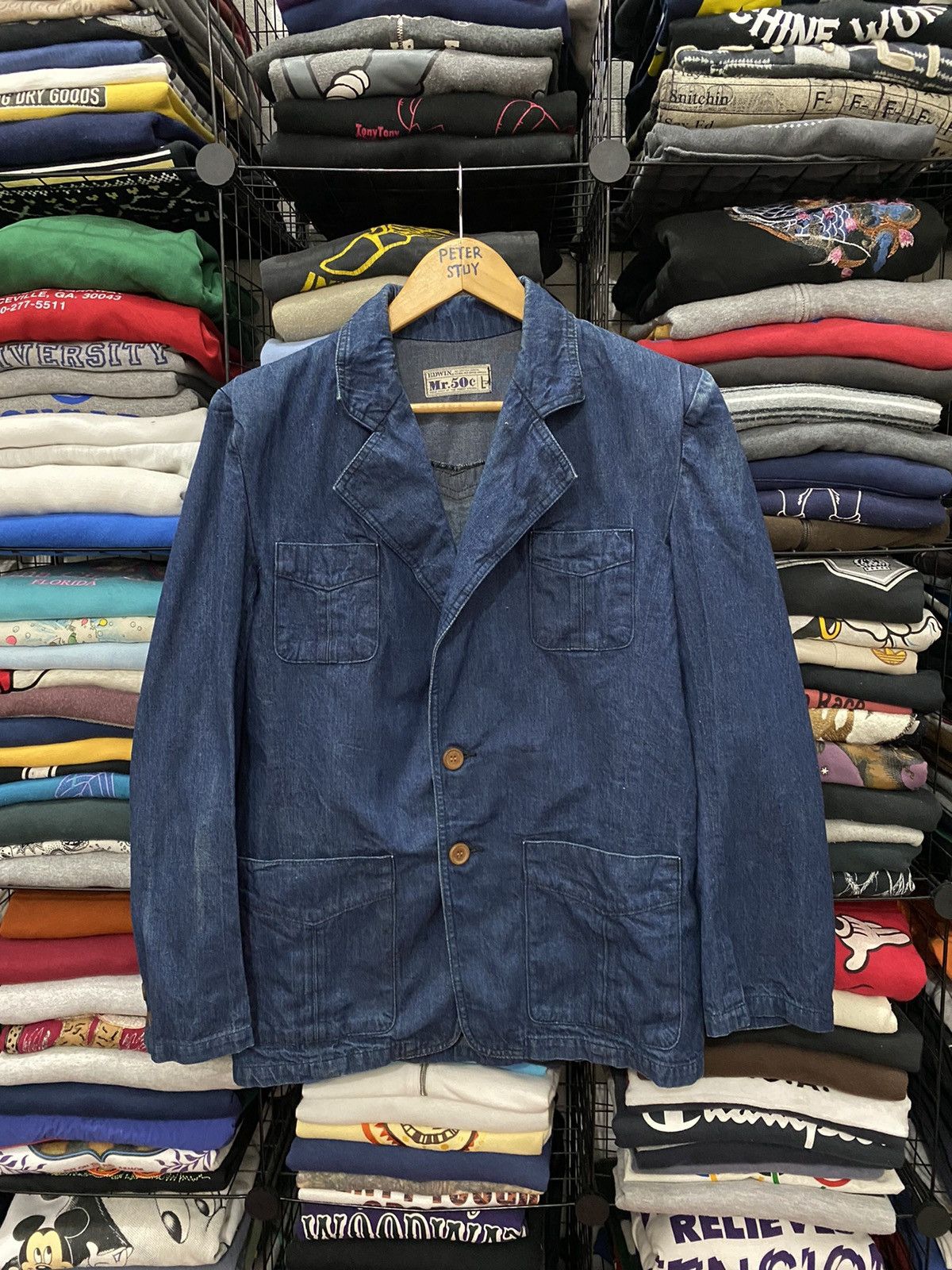 Edwin × Vintage 🔥VINTAGE 90’s EDWIN MR.50 DENIM JACKET Size US L / EU 52-54 / 3 - 1 Thumbnail