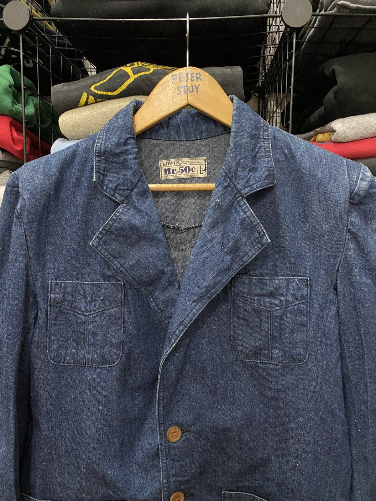 Edwin × Vintage 🔥VINTAGE 90’s EDWIN MR.50 DENIM JACKET Size US L / EU 52-54 / 3 - 2 Thumbnail