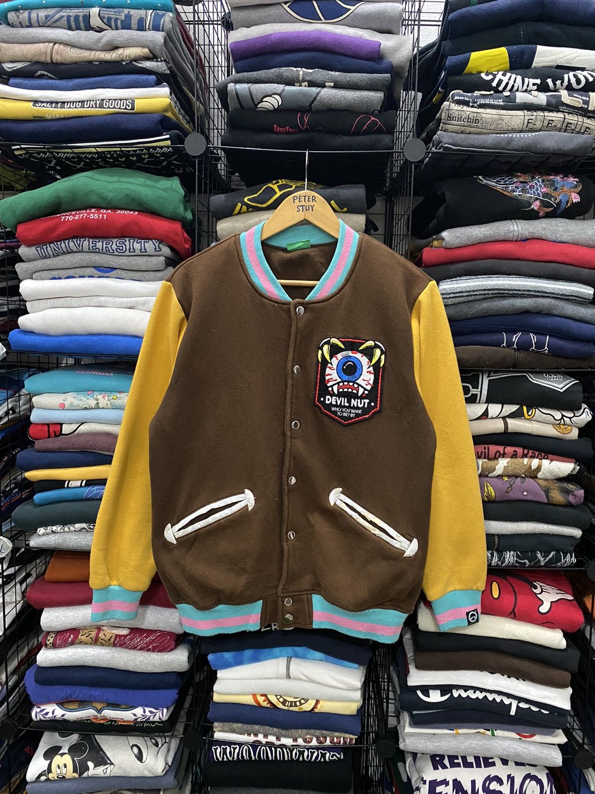 Japanese Brand DEVIL NUT VARSITY JACKET NICE DESIGN Size US M / EU 48-50 / 2 - 2 Thumbnail