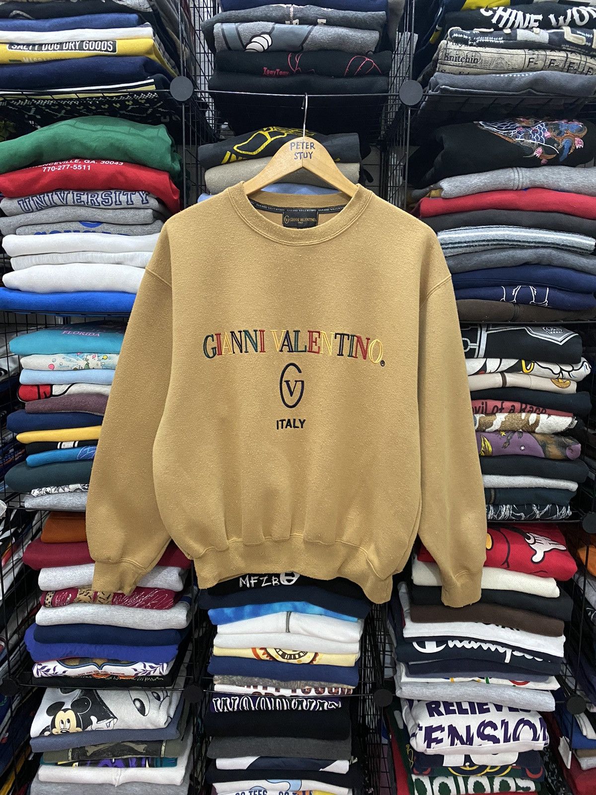 image of Gk166 Vintage Gianni Valentino Embroiderey Logo Sweatshirt, Men's (Size Large)