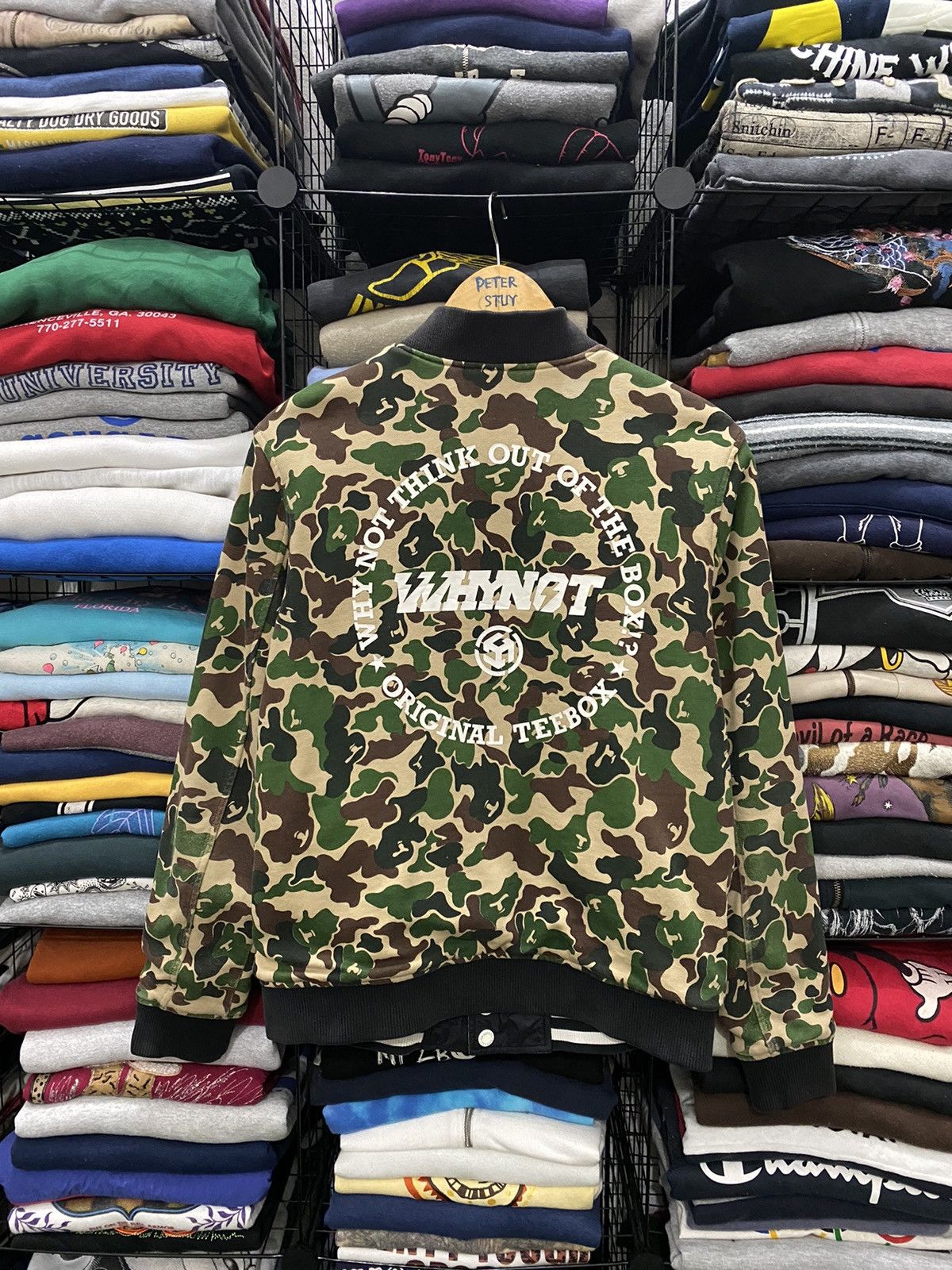 image of Teebox Reversible Bomber Jacket Nice Design in Camo/Black, Men's (Size Medium)