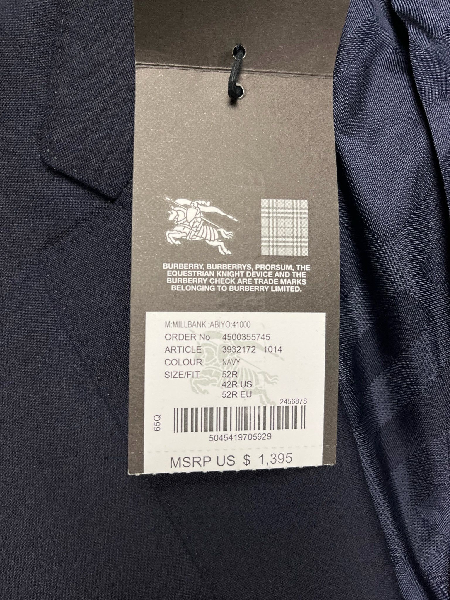 Burberry 🔥80% OFF🔥 [SALE] Burberry Navy Wool Blazer Suit Size 52R - 2 Thumbnail