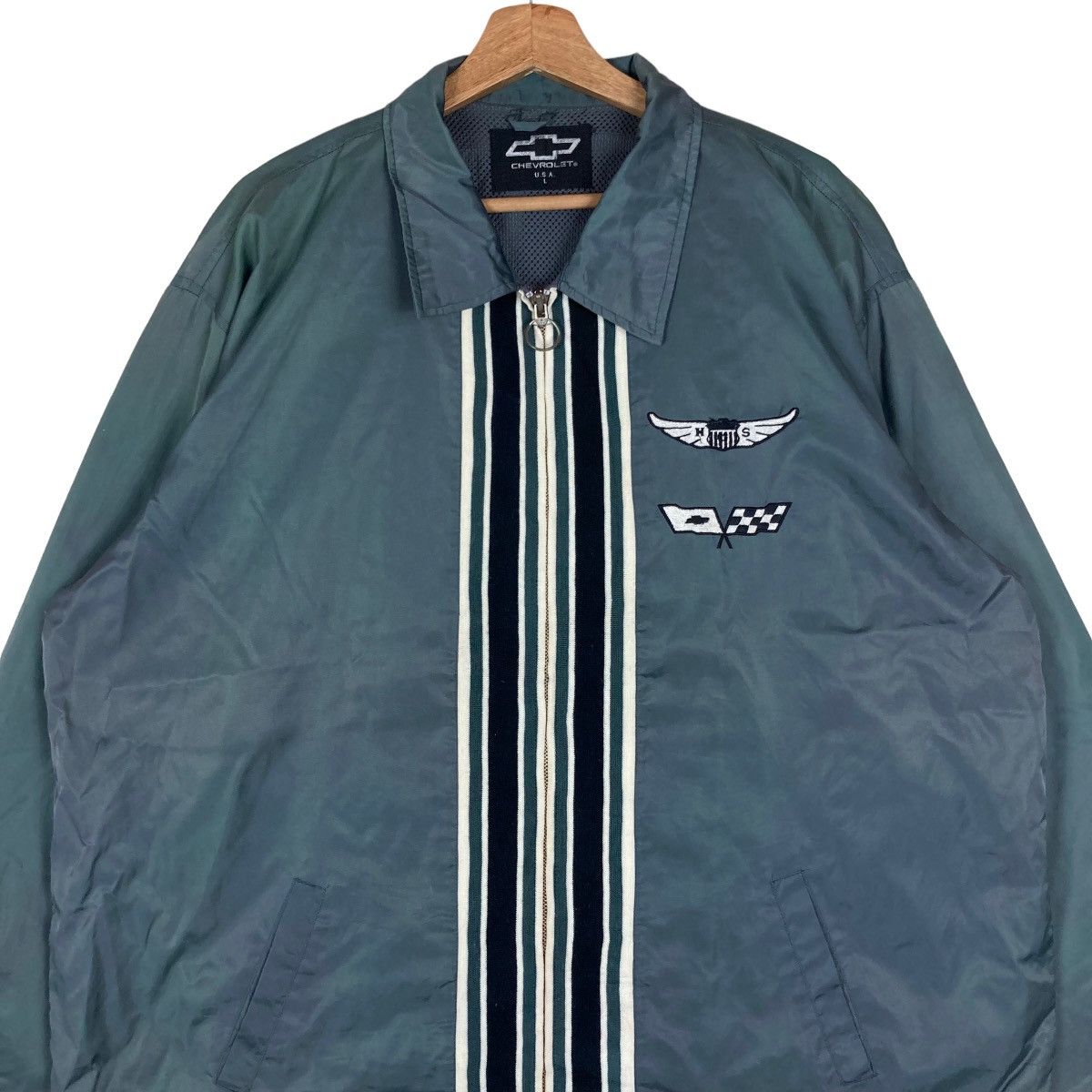 Vintage Vintage Chevrolet USA Middle Stripe Zipper Back Logo Jacket Size US L / EU 52-54 / 3 - 2 Thumbnail