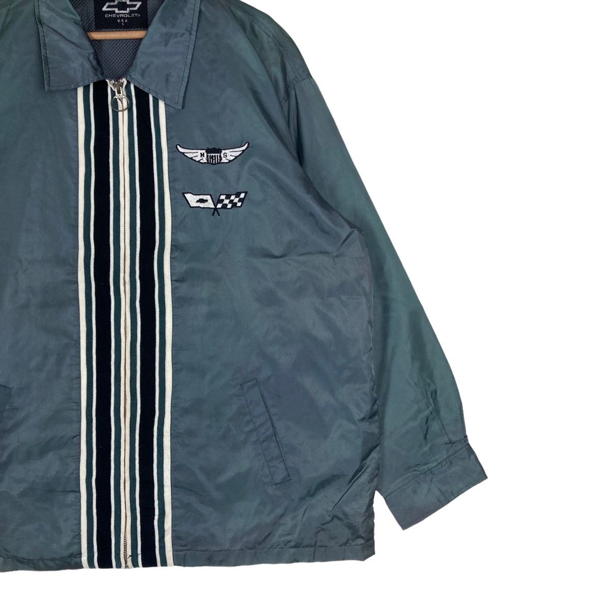 Vintage Vintage Chevrolet USA Middle Stripe Zipper Back Logo Jacket Size US L / EU 52-54 / 3 - 4 Thumbnail