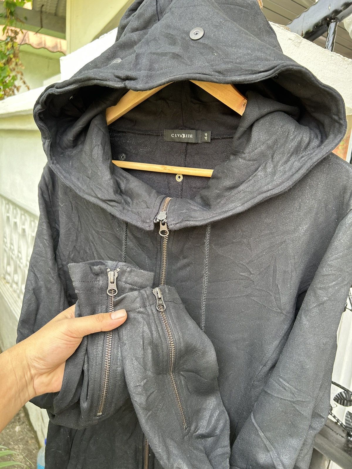 CIVARIZE RARE CIVARIZE BLACK PULL OVER LONG HOODIE🔥 Size L / US 10 / IT 46 - 4 Thumbnail